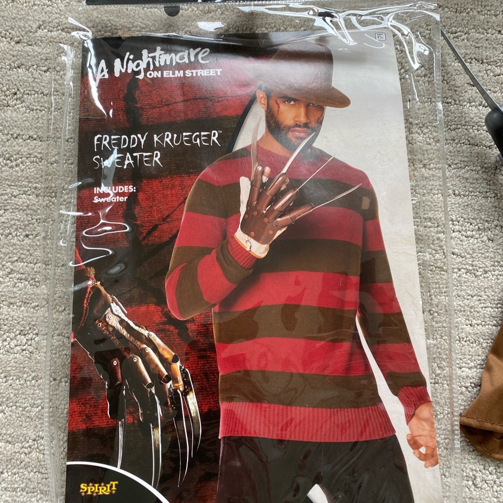 Spirit Red and Brown Crewneck Sweater with mask, glove and hat
